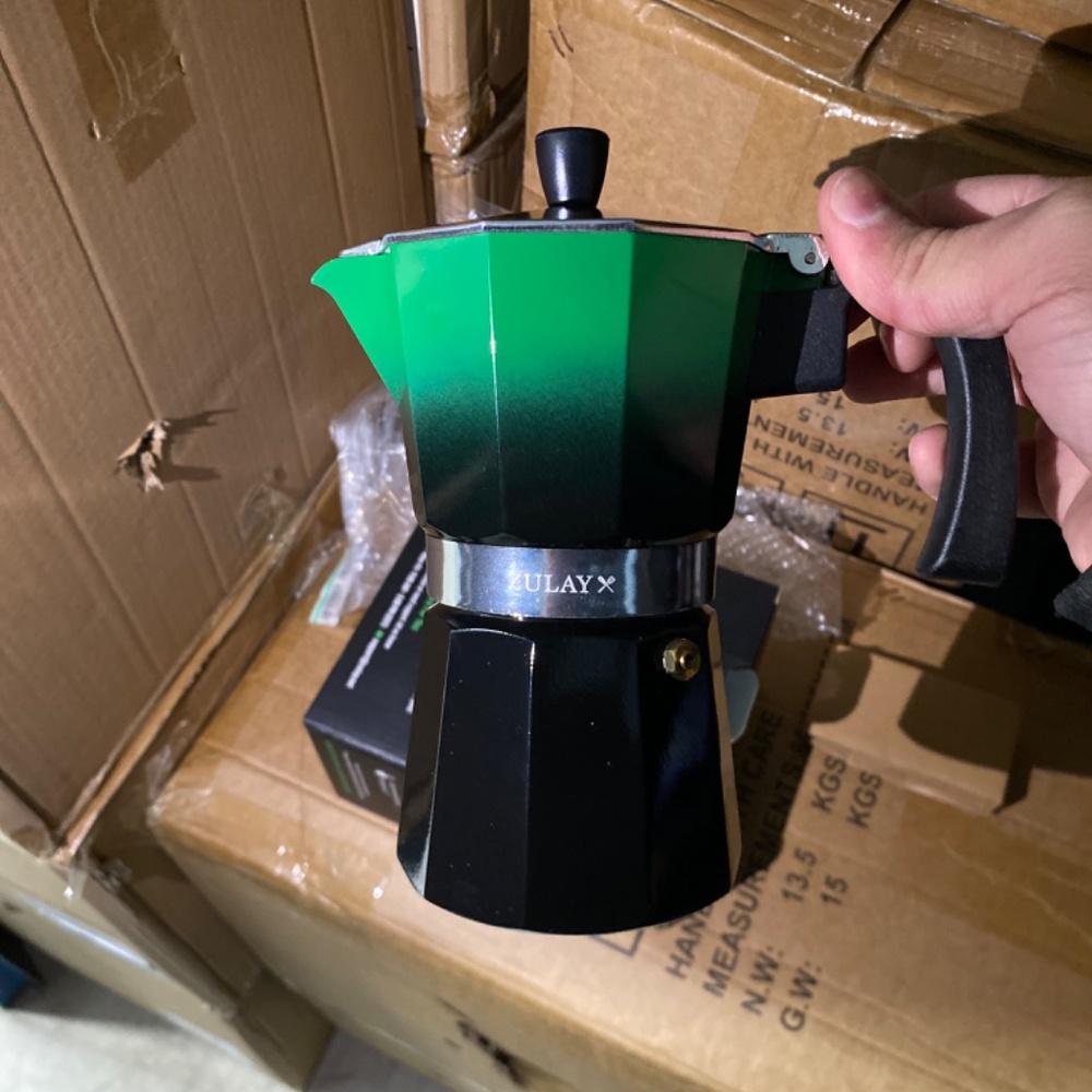 Zulay Kitchen Stovetop Espresso Maker - Green Ombre Moka Pot - 6 Cup